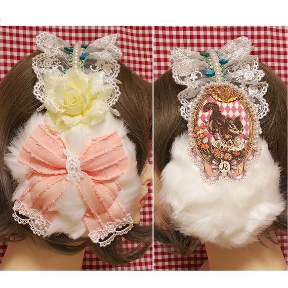 ✿ハンドメイド✿　　　イヤーマフ　耳あて　薔薇モチーフ　ピンク系 ふわふわとキラキラ薔薇のイヤーマフ＊ボルドー＊耳あて その他