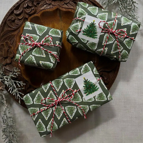 クリスマスのラッピングセット〈ツリー〉⌇ 3個分のラッピング 包装紙