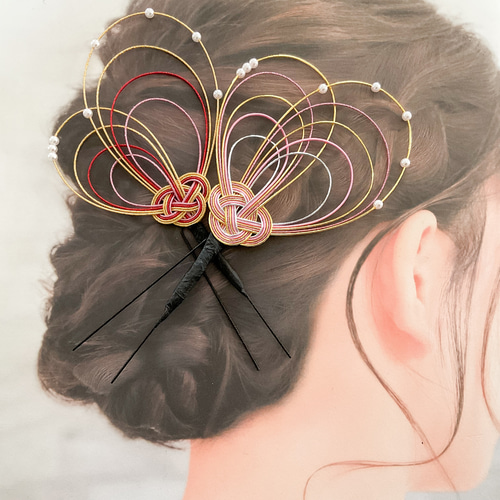 本物髪飾り Uピン 1輪タイプ Uピン型髪飾り（フラワー/ダイヤ風） 大原