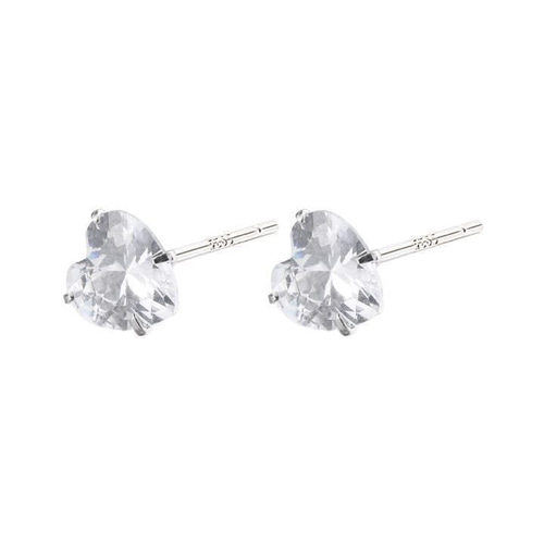 009Ay【ゴールド】ピアス　6mm　スタッド　ハート　CZ　ダイヤ　SV925 ハート ピアス ハートピアス ダイヤモンドピアス ダイヤピアス