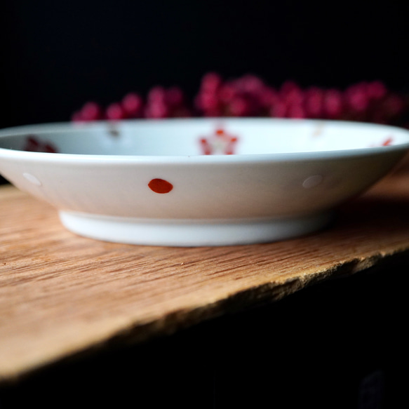 紅白梅花４寸皿　約12.6cm　 4枚目の画像