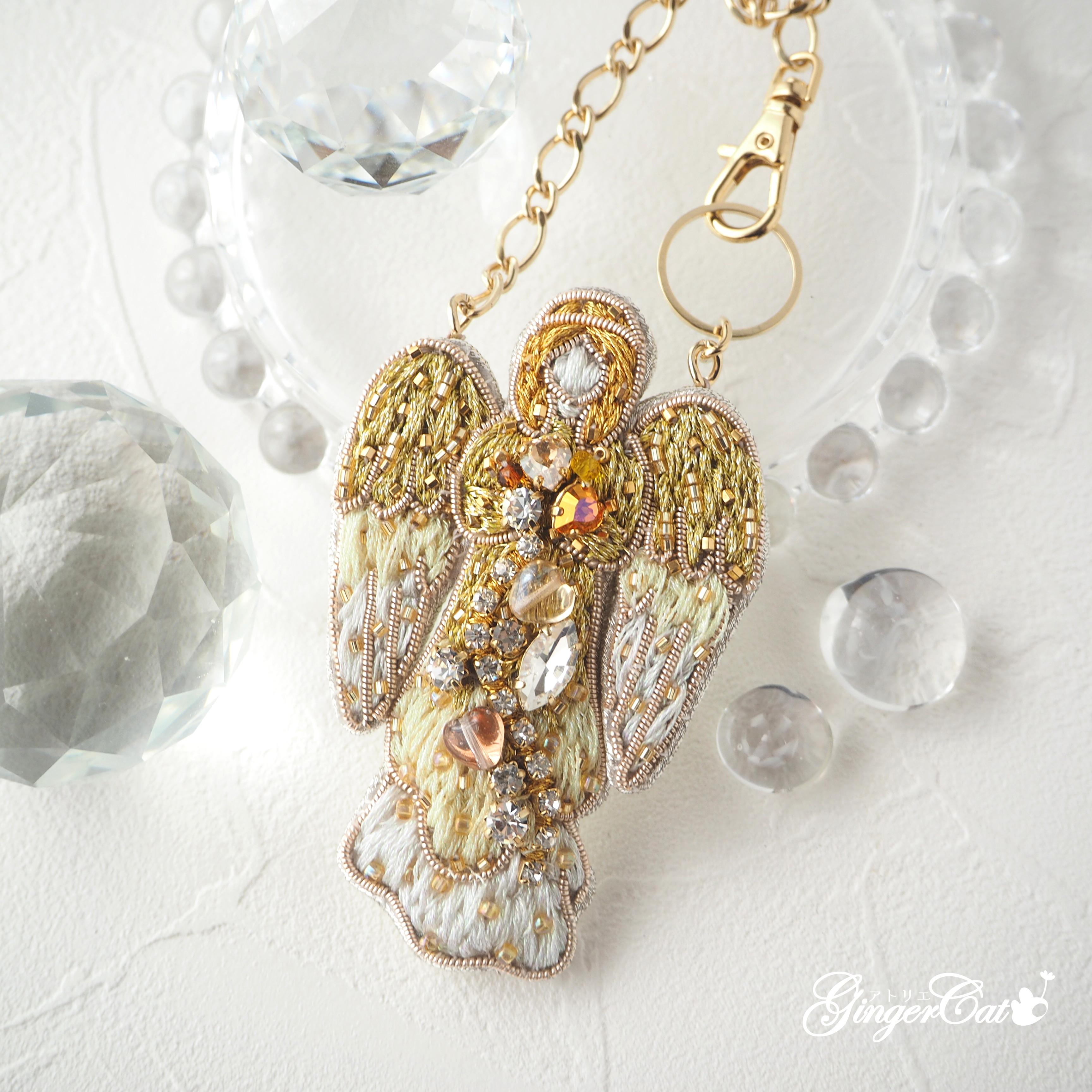 光の天使のバッグチャーム【オートクチュール刺繡】