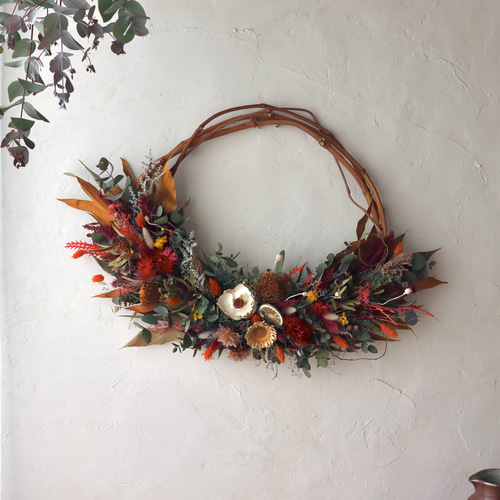 店舗装飾】ドライフラワーリース60cm / 大きいリース 店舗ディスプレイ