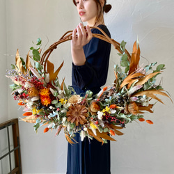 店舗装飾】ドライフラワーリース60cm / 大きいリース 店舗ディスプレイ