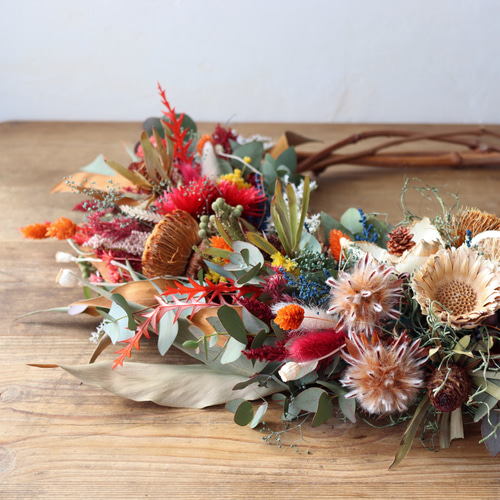 店舗装飾】ドライフラワーリース60cm / 大きいリース 店舗ディスプレイ