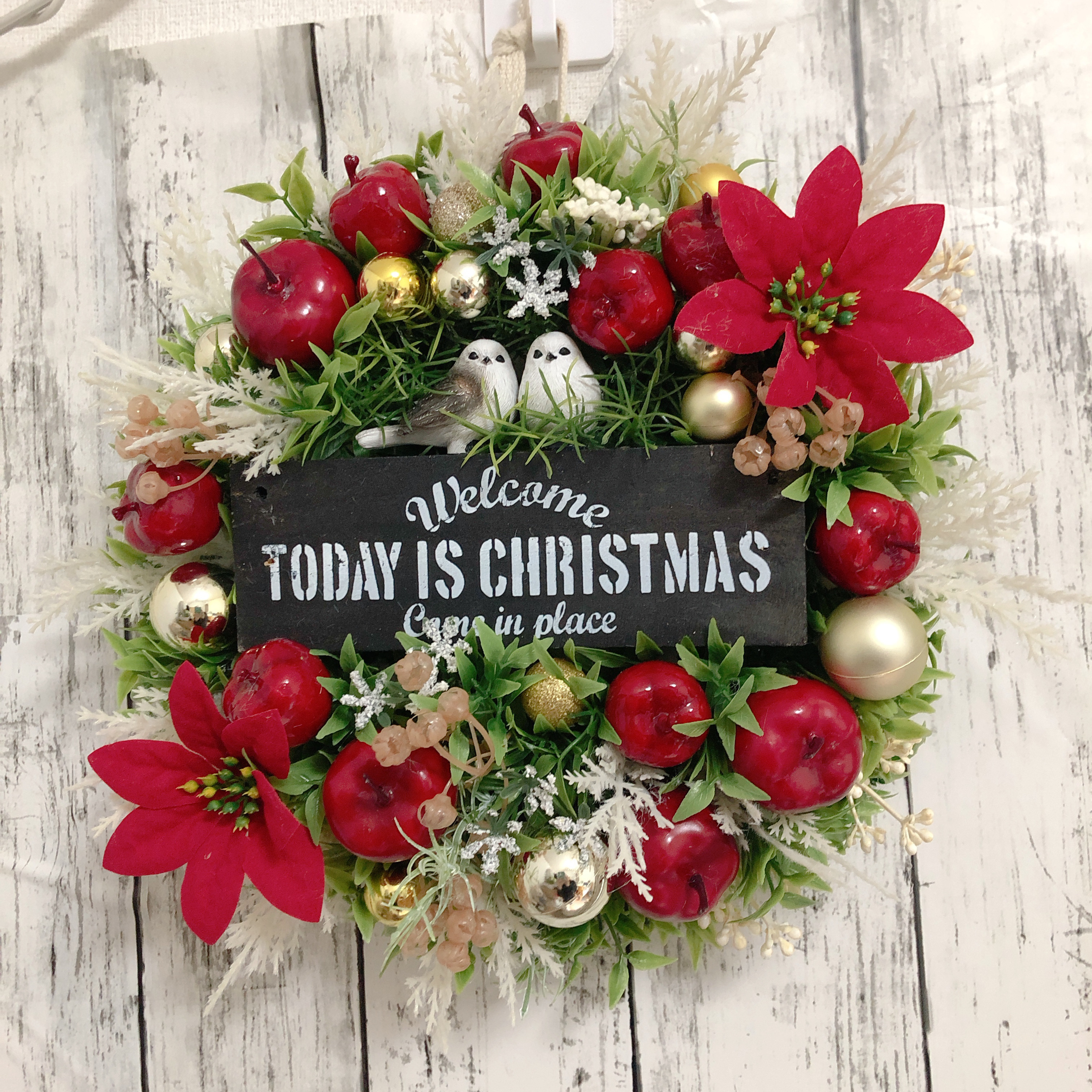 25cmシマエナガとりんごのクリスマスリース リース momo 通販 16907588  