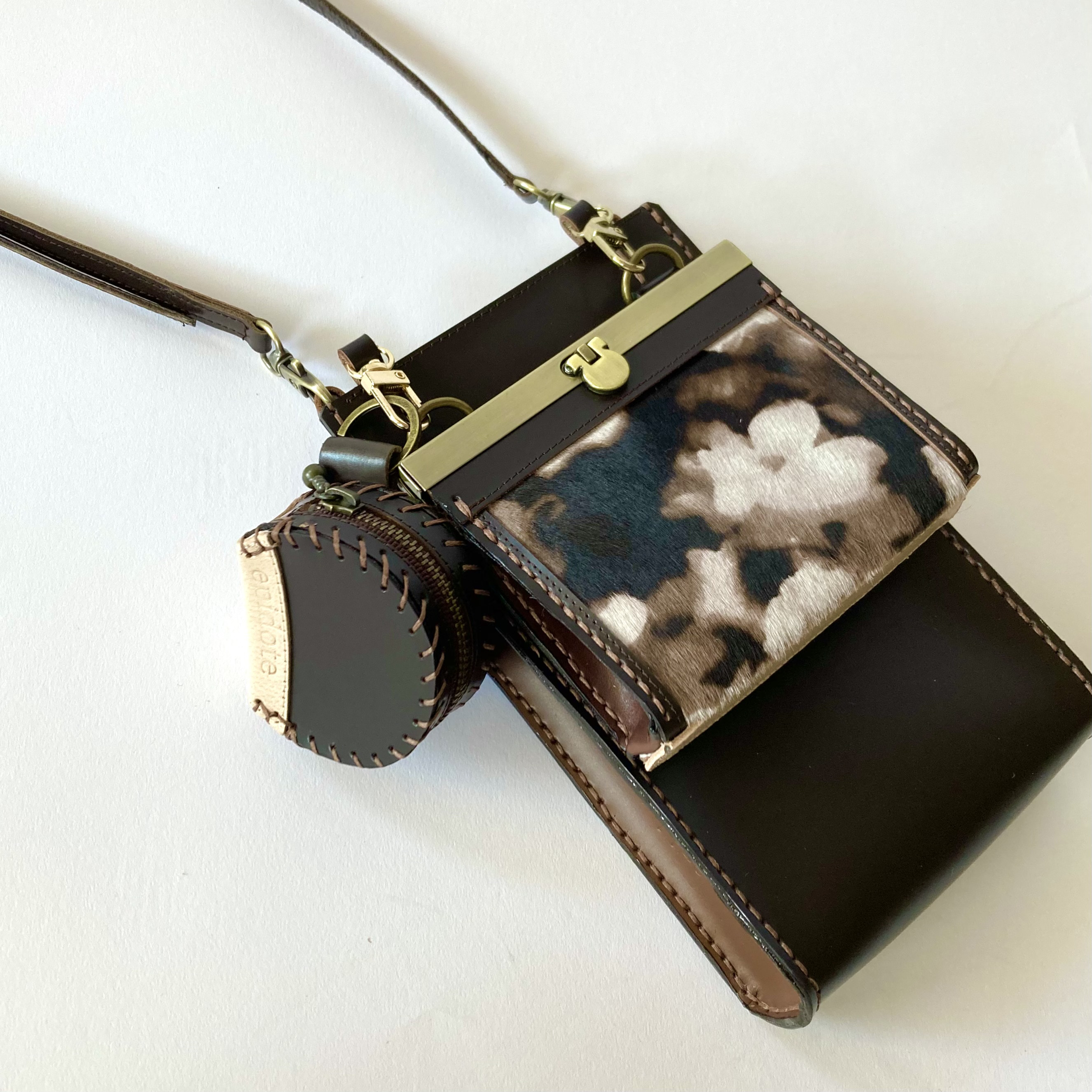 【受注生産】smartphone case & wallet #ヘアカーフダークブラウン