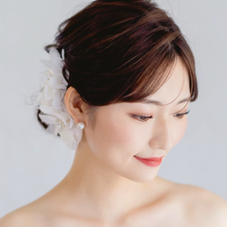 MA182  白花ヘッドドレス ファブリックフラワー　和装ヘッドドレス　お花ヘッドパー 結婚式 花嫁　 5枚目の画像