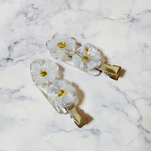 花柄前髪クリップ/前髪ピン2個セット ヘアピン 🌿 Amorin Lumière 通販