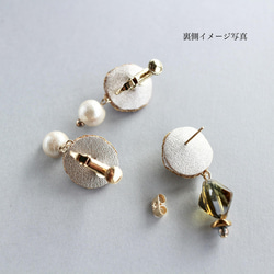 一粒淡水パールと花のビーズ刺繍ピアス・イヤリング・ノンホール（アイボリー） 5枚目の画像