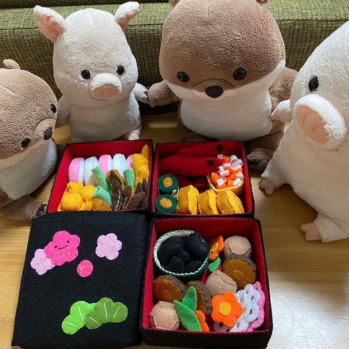 フェルトままごと おせちセット ※ぬいぐるみ・皿はつきません 雑貨