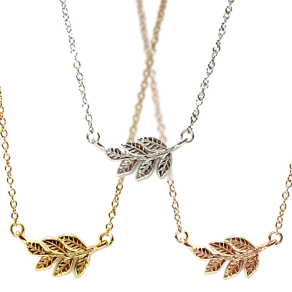 ハワイアンジュエリー ネックレス リーフ 葉 イエローゴールド サージカルステンレス インスタ