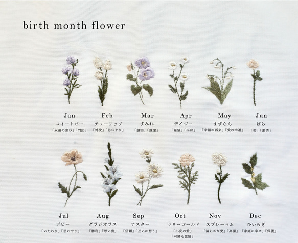 　オーガニックな誕生花の 名入れ　ミニトートバッグ　<month flower＞ 5枚目の画像