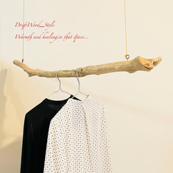 流木インテリア 1ｍサイズのシンプルな流木のハンガーラック 北欧 衣装掛け ハンギング 吊り下げ ハンガーポール N3 5枚目の画像