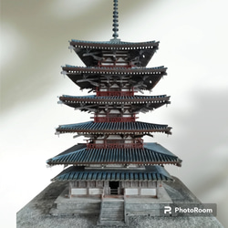 自作 立体造形の作品 法隆寺五重の塔 鮮やかな色彩 10枚目の画像