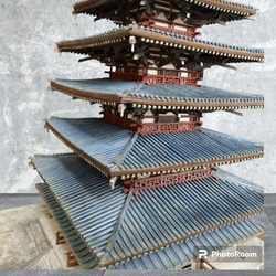 自作 立体造形の作品 法隆寺五重の塔 鮮やかな色彩 8枚目の画像