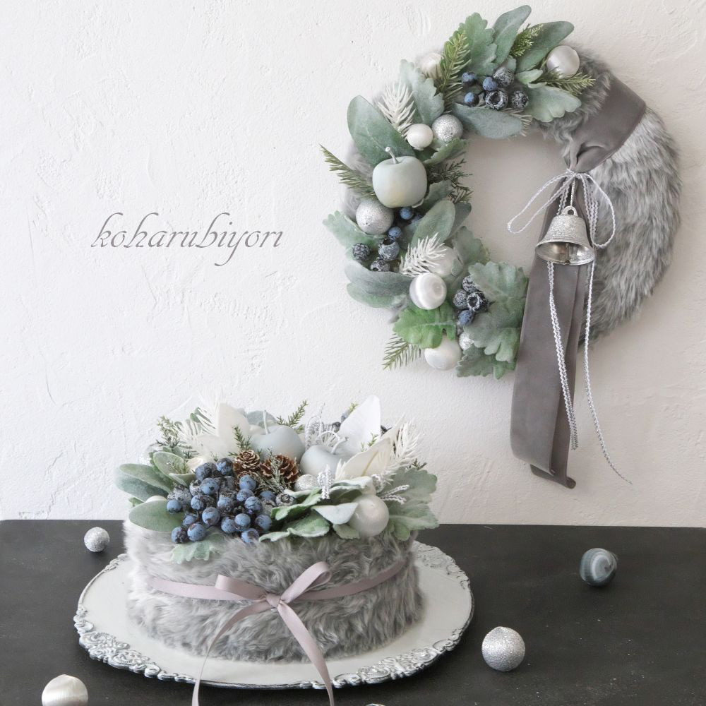 送料無料！【クリスマス2025】数量限定！スノーグレイのクリスマスケーキⅡとリース