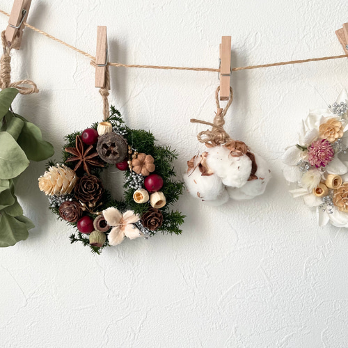クリスマスリース③♡ドライフラワーガーランド♡ リース ブロッコリー