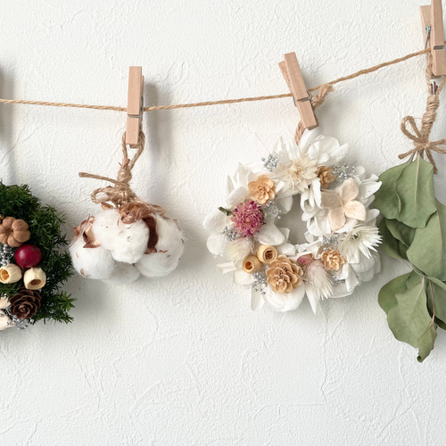 クリスマスリース③♡ドライフラワーガーランド♡ リース ブロッコリー