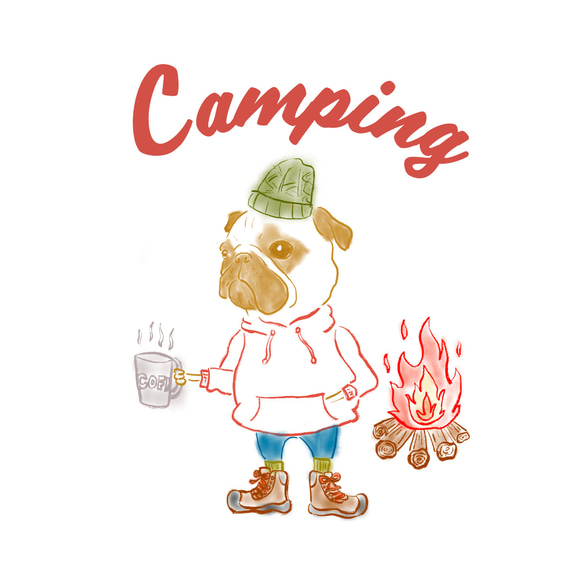 キャンプパグ　キャンプ　旅行　マザーズバッグ　通勤　通学　Lサイズ　パグ　犬 3枚目の画像