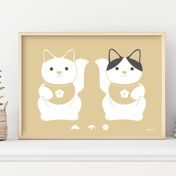 ハチワレ招き猫 インテリアポスター 写真・グラフィック gocco 通販