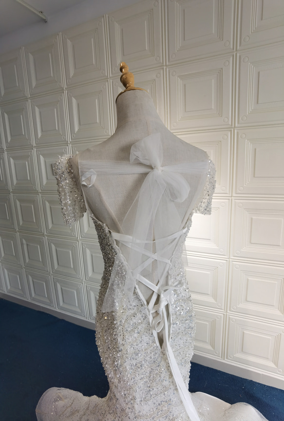 韓国スタイル　マーメイド　ウェディングドレス　キラキラ 7枚目の画像