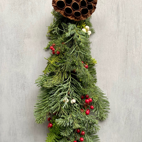 もみの木と蓮の実のクリスマススワッグ スワッグ leife 通販 16909422