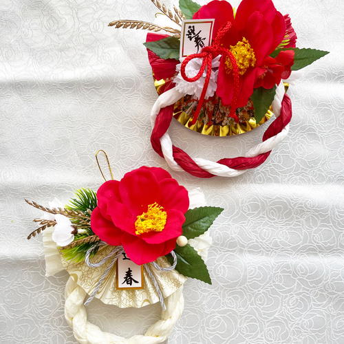 即日配送【赤椿】めでたい紅白のちょうどいい大きさの正月飾り 玄関