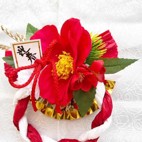 即日配送【赤椿】めでたい紅白のちょうどいい大きさの正月飾り 玄関