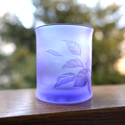 「バラ」薄紫マット　ロックグラス　サンドブラスト 5枚目の画像