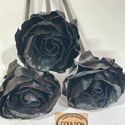 薔薇　バラ　ローズ  置物　オブジェ　アイアン　3本セット 3枚目の画像