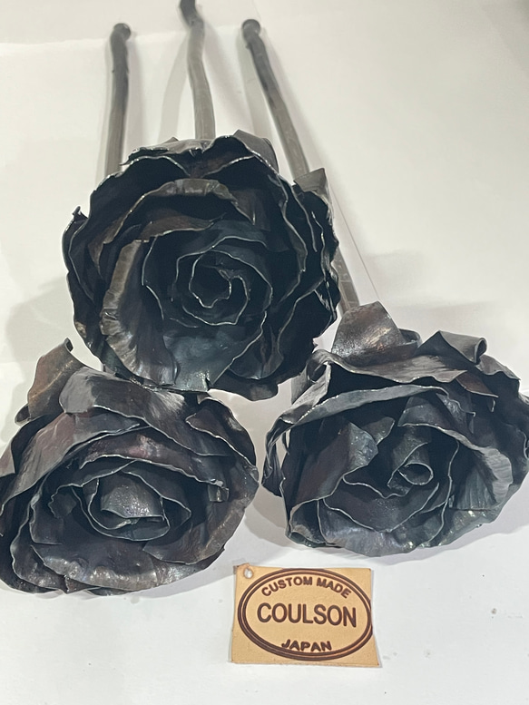 薔薇　バラ　ローズ  置物　オブジェ　アイアン　3本セット 3枚目の画像