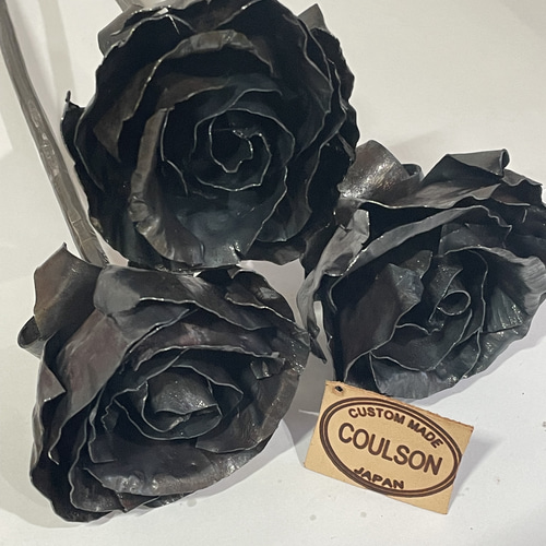 超歓迎された 薔薇 バラ ローズ 置物 オブジェ アイアン 3本セット 立体 オーナメント・オブジェ
