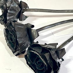 薔薇　バラ　ローズ  置物　オブジェ　アイアン　3本セット 5枚目の画像