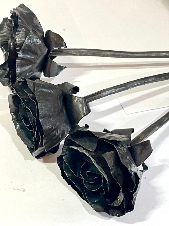 薔薇　バラ　ローズ  置物　オブジェ　アイアン　3本セット 5枚目の画像