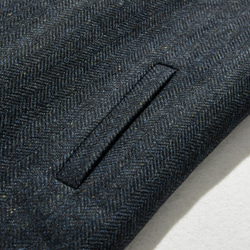 下一季主打外套 羊毛混紡人字紋布料束口大衣 海軍藍 231013-2 第6張的照片