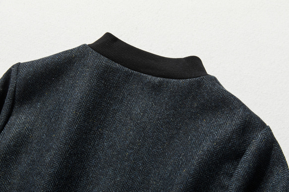 下一季主打外套 羊毛混紡人字紋布料束口大衣 海軍藍 231013-2 第10張的照片