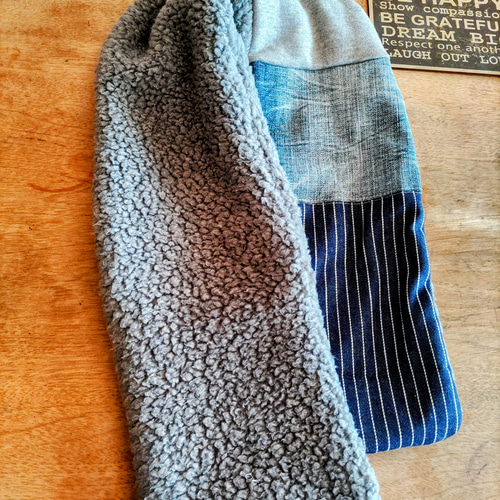 デニム ふわもこ パッチワークマフラー ④ マフラー・ストール（メンズ