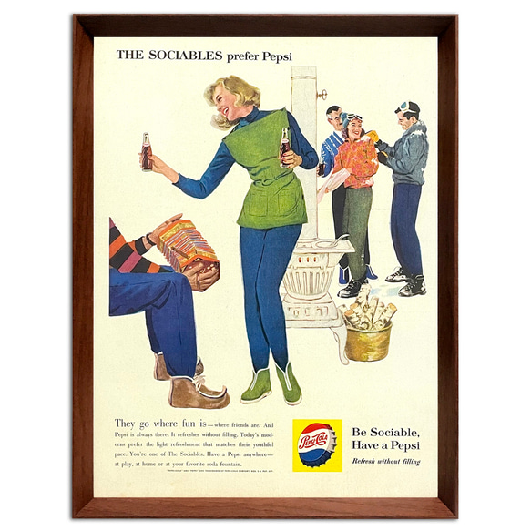 ペプシ 1950年代 アメリカ ヴィンテージ 雑誌 広告 額付 ポスター 3枚目の画像