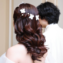 MA187　ヘッドドレス　ヘッドアクセサリー　蝶々モチーフ　小枝　Uピン　髪飾り 結婚式　前撮り 卒業式 6枚目の画像