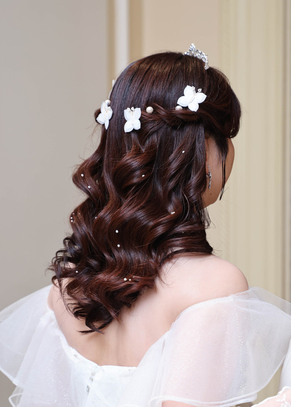 MA187　ヘッドドレス　ヘッドアクセサリー　蝶々モチーフ　小枝　Uピン　髪飾り 結婚式　前撮り 卒業式 7枚目の画像