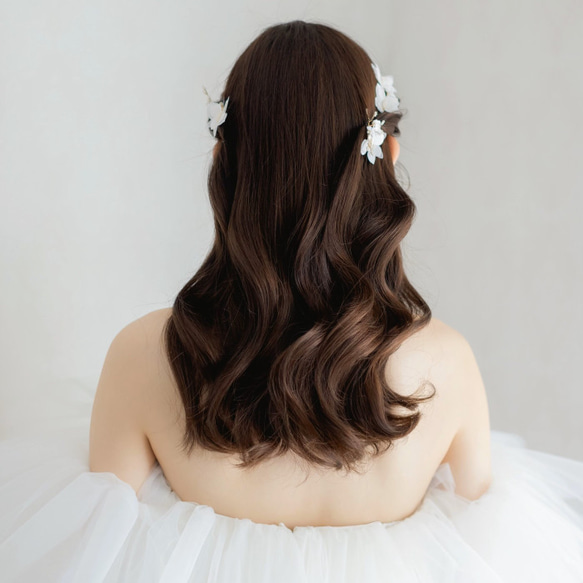 MA187　ヘッドドレス　ヘッドアクセサリー　蝶々モチーフ　小枝　Uピン　髪飾り 結婚式　前撮り 卒業式 10枚目の画像