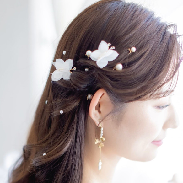 MA187　ヘッドドレス　ヘッドアクセサリー　蝶々モチーフ　小枝　Uピン　髪飾り 結婚式　前撮り 卒業式 8枚目の画像