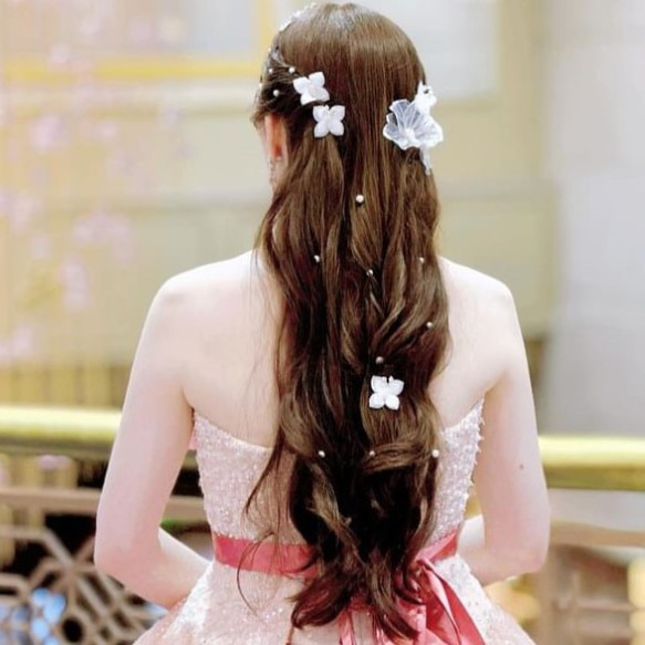 MA187　ヘッドドレス　ヘッドアクセサリー　蝶々モチーフ　小枝　Uピン　髪飾り 結婚式　前撮り 卒業式 3枚目の画像