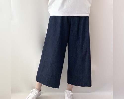 国産岡山産コットンデニム　ワイドパンツ　服作り40年の田舎町仕立屋 e2b02579966cd72251c62ec5416dc9