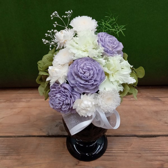 初盆 新盆】 小菊のモダン仏花 供花 お供え花 プリザーブド