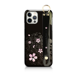 夜桜 - 立体加工 ブラックソフトiPhoneケースセット【iPhone全機種対応/ハンドベルト付/ガラスフィルム付】 6枚目の画像