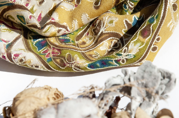 カシミヤ カシミア/カシミア スカーフ/ピュア ウール スカーフ ショール/リング ベルベット ショール-刺繍 フラワー刺繍 ク 18枚目の画像