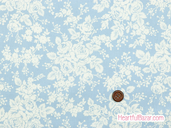 USAコットン(110×50) moda Blueberry Delight 早咲きのバラ スカイ 1枚目の画像