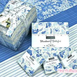 USAコットン(110×50) moda Blueberry Delight 早咲きのバラ スカイ 5枚目の画像